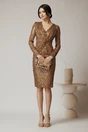 Rochie eleganta din paiete aurii cu pliuri pe bust