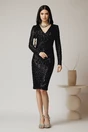 Rochie eleganta din paiete negre cu pliuri pe bust