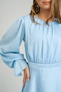 Rochie DY Fashion eleganta din satin bleu cu pliuri la bust si croi clos
