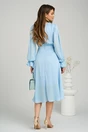 Rochie DY Fashion eleganta din satin bleu cu pliuri la bust si croi clos