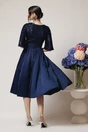 Rochie DY Fashion eleganta din satin bleumarin cu paiete la bust