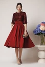 Rochie DY Fashion eleganta din satin bordo cu paiete la bust
