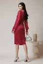 Rochie eleganta din satin fucsia cu maneci din voal