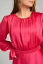 Rochie DY Fashion eleganta din satin fucsia cu pliuri la bust si croi clos