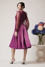 Rochie eleganta din satin magenta cu glitter la bust