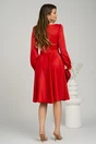 Rochie eleganta din satin rosie cu funda in talie