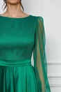 Rochie eleganta din satin verde cu glitter la bust
