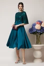 Rochie DY Fashion eleganta din satin verde cu paiete la bust
