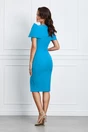 Rochie eleganta din stofa albastra cu umeri bufanti