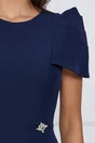 Rochie eleganta din stofa bleumarin cu umeri bufanti