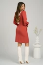 Rochie DY Fashion eleganta din stofa caramizie cu funda la spate