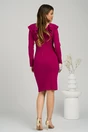 Rochie eleganta din stofa fucsia cu volane la bust si fronseu pe fusta