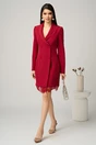 Rochie eleganta din stofa fucsia tip sacou cu dantela la baza