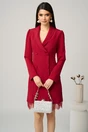 Rochie eleganta din stofa fucsia tip sacou cu dantela la baza