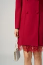 Rochie eleganta din stofa fucsia tip sacou cu dantela la baza