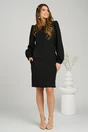 Rochie DY Fashion eleganta din stofa neagra cu funda la spate