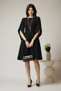 Rochie eleganta din stofa neagra cu maneci evazate petrecute