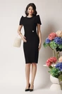Rochie eleganta din stofa neagra cu umeri bufanti