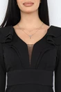 Rochie eleganta din stofa neagra cu volane la bust si fronseu pe fusta