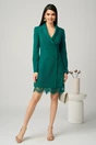 Rochie eleganta din stofa verde tip sacou cu dantela la baza