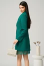 Rochie eleganta din stofa verde tip sacou cu dantela la baza