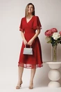 Rochie eleganta din voal bordo cu insertii din fir lurex