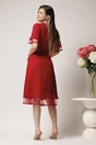 Rochie eleganta din voal bordo cu insertii din fir lurex