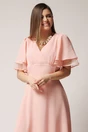 Rochie eleganta din voal crep cu volane din tull la maneci, 3, dyfashion.ro