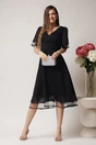 Rochie eleganta din voal neagra cu buline si fir lurex