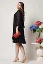 Rochie eleganta din voal neagra cu fir lurex si volan la baza