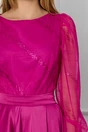 Rochie eleganta fucsia cu glitter la bust