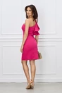 Rochie eleganta fucsia cu un volan pe umar