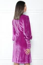 Rochie eleganta fucsia din catifea cu nasturi pe maneci