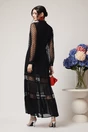 Rochie eleganta lunga din voal neagra cu buline catifelate