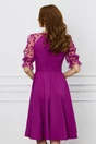 Rochie eleganta magenta cu maneci din tull cu buline catifelate