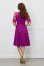 Rochie eleganta magenta cu maneci din tull cu buline catifelate