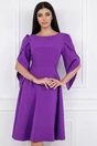 Rochie eleganta din stofa mov cu maneci evazate