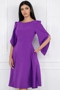 Rochie eleganta din stofa mov cu maneci evazate