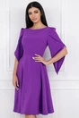 Rochie eleganta din stofa mov cu maneci evazate