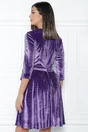 Rochie eleganta mov din catifea cu buline din glitter