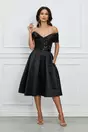 Rochie eleganta neagra cu umeri goi si paiete pe bust