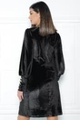 Rochie eleganta neagra din catifea cu nasturi pe maneci