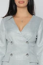 Rochie eleganta tip sacou din stofa gri cu imprimeu pepit