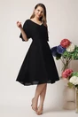 Rochie eleganta vaporoasa din voal neagra cu pliuri pe talie