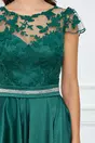 Rochie eleganta verde cu dantela la bust si crepeu maxi