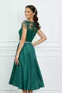 Rochie eleganta verde cu dantela la bust si crepeu maxi