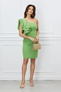 Rochie eleganta verde fistic cu un volan pe umar