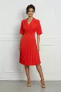 Rochie Eleonora corai cu fusta plisata