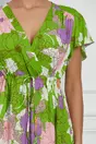 Rochie Eleonora ivory cu flori verzi si lila
