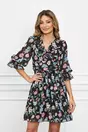 Rochie Eliza neagra cu flori colorate